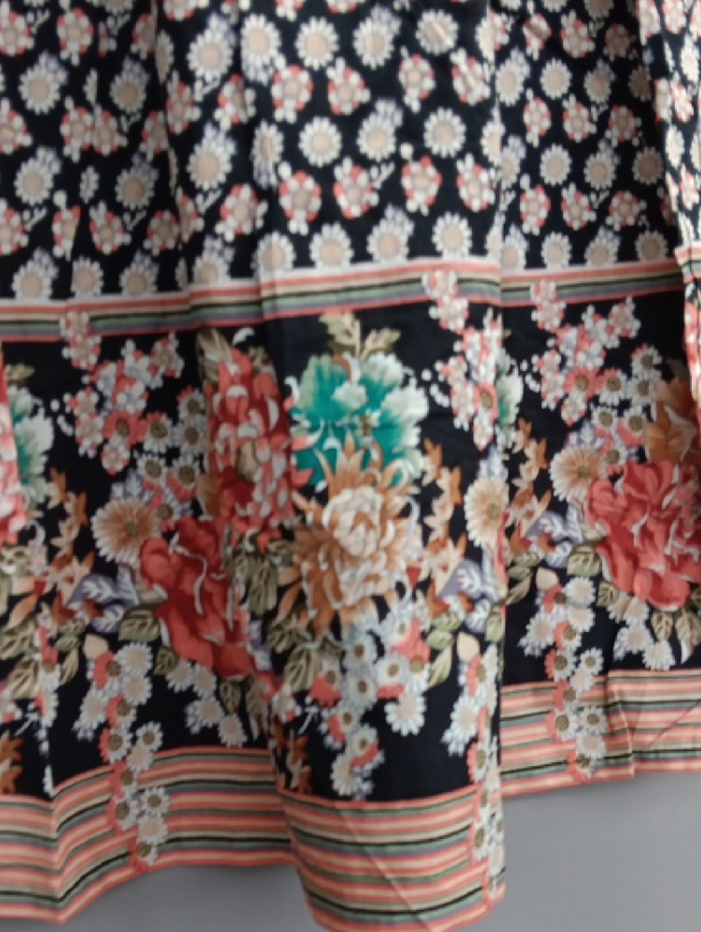 Navy Floral Midi Dress with Pink Accent Embroidery - Picture 4 of 5